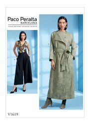 1619 VOGUE PACO PERALTA LONG BUTTON DUSTER, SASH, PANTS PATTERN NEW 6-14; 14-22  choice